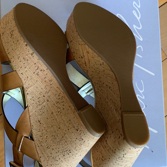 Mark Fisher Gilon3 wedge sandals in brown cork design 7 1/2 - Picture 5 of 8